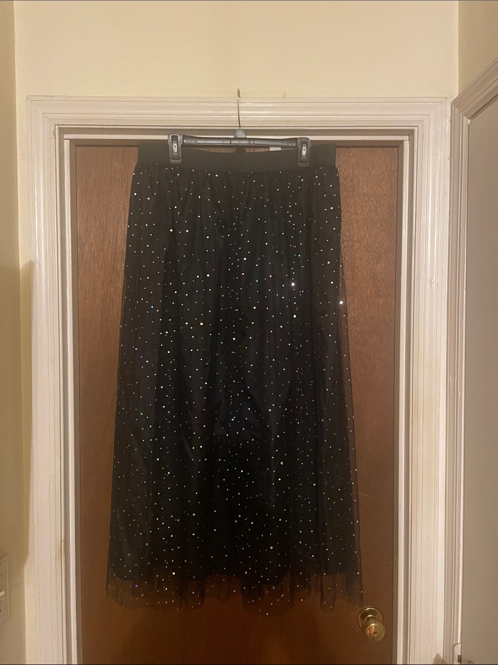 SHEIN Black Midi Tulle Skirt with Sparkle Accents